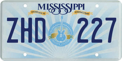MS license plate ZHD227