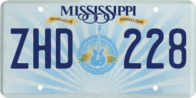 MS license plate ZHD228