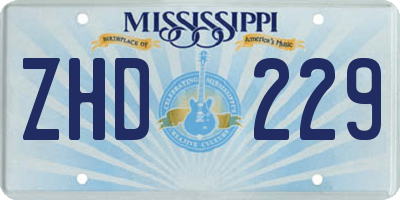 MS license plate ZHD229