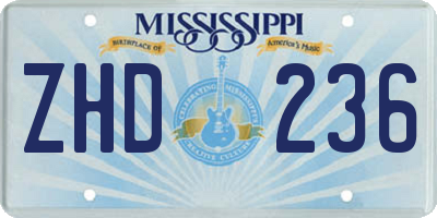 MS license plate ZHD236