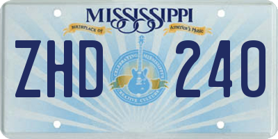MS license plate ZHD240