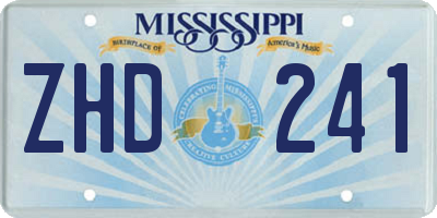 MS license plate ZHD241