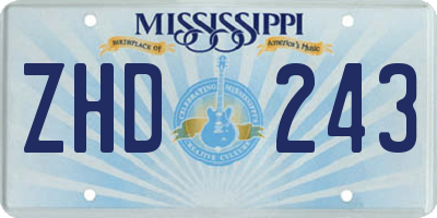 MS license plate ZHD243