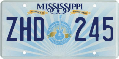 MS license plate ZHD245