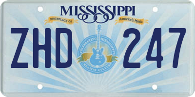 MS license plate ZHD247
