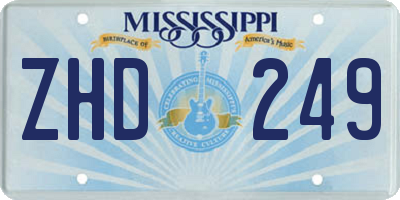 MS license plate ZHD249