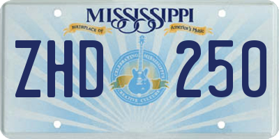 MS license plate ZHD250