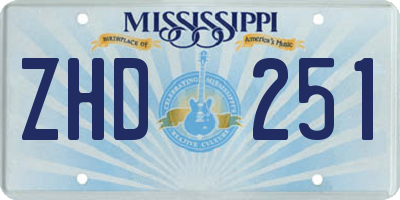 MS license plate ZHD251