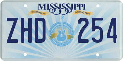 MS license plate ZHD254