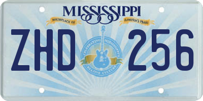 MS license plate ZHD256
