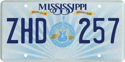 MS license plate ZHD257