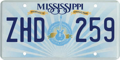 MS license plate ZHD259