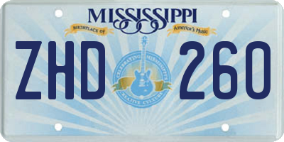 MS license plate ZHD260