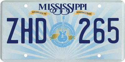 MS license plate ZHD265