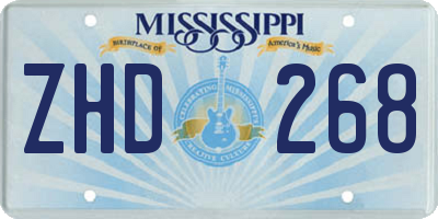 MS license plate ZHD268