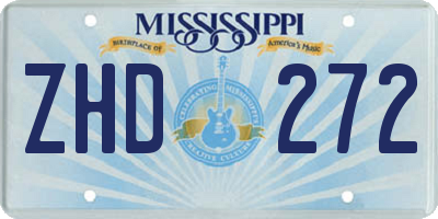 MS license plate ZHD272