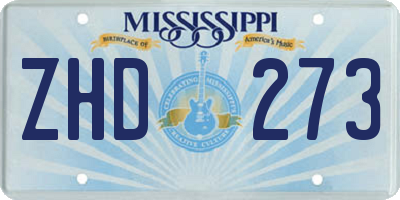 MS license plate ZHD273