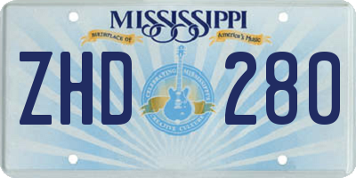 MS license plate ZHD280