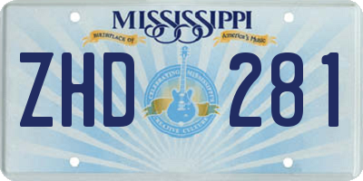 MS license plate ZHD281
