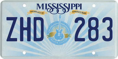 MS license plate ZHD283