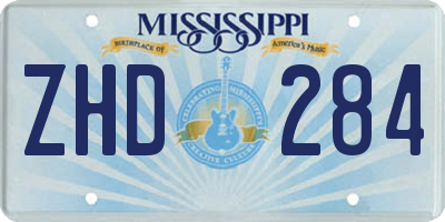 MS license plate ZHD284