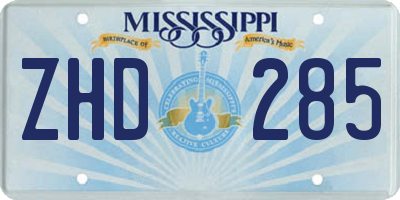 MS license plate ZHD285