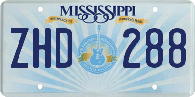 MS license plate ZHD288