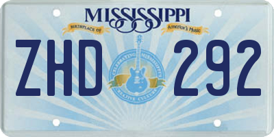 MS license plate ZHD292
