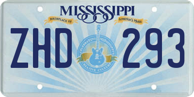 MS license plate ZHD293