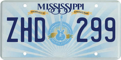 MS license plate ZHD299