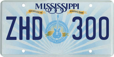 MS license plate ZHD300