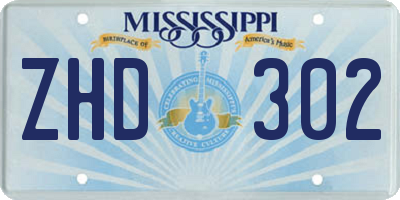 MS license plate ZHD302