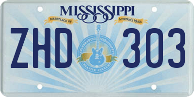 MS license plate ZHD303
