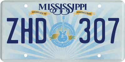 MS license plate ZHD307