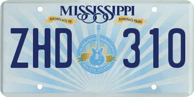 MS license plate ZHD310