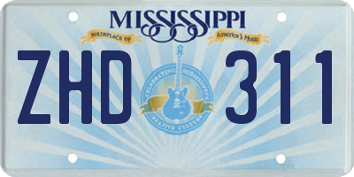 MS license plate ZHD311