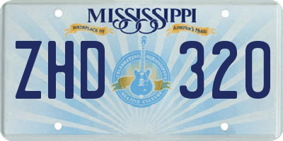 MS license plate ZHD320