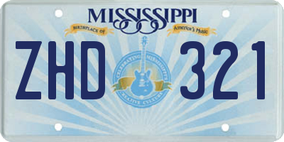 MS license plate ZHD321