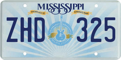 MS license plate ZHD325