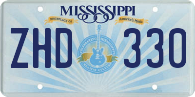 MS license plate ZHD330