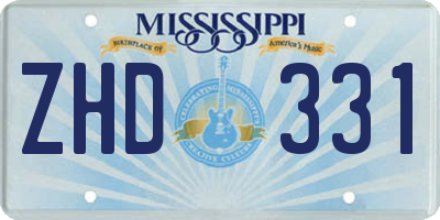 MS license plate ZHD331