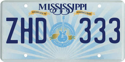 MS license plate ZHD333