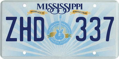 MS license plate ZHD337