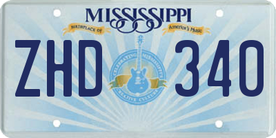 MS license plate ZHD340