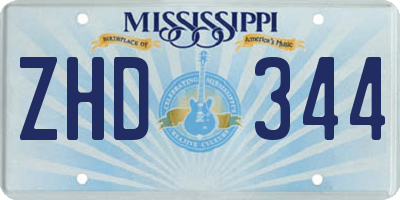 MS license plate ZHD344