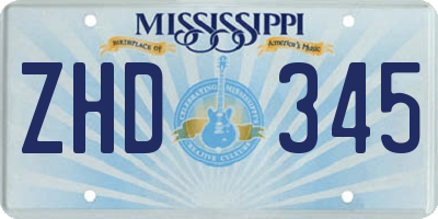 MS license plate ZHD345