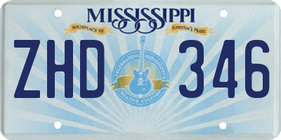 MS license plate ZHD346