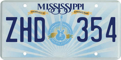 MS license plate ZHD354
