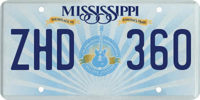 MS license plate ZHD360