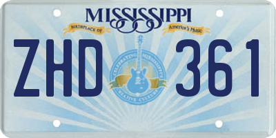 MS license plate ZHD361